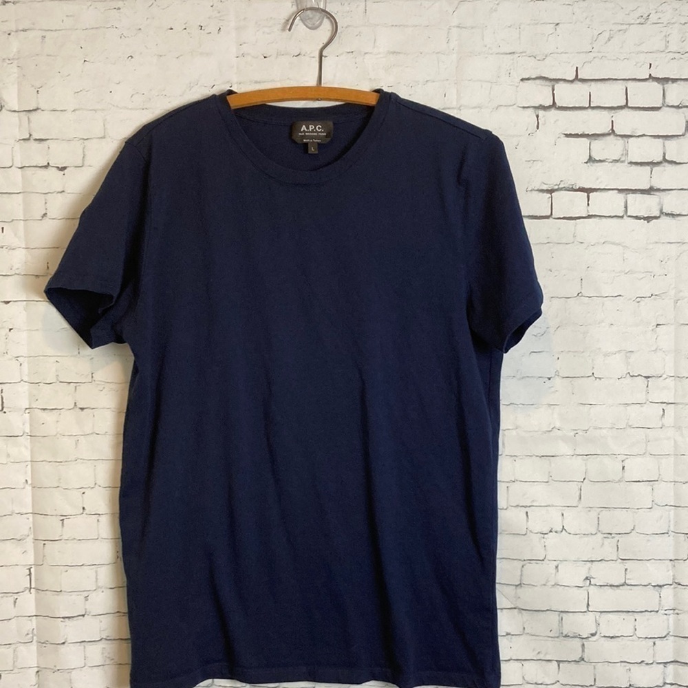 APC T-Shirt Crewneck Navy Blue Minimalistic Elevated Basic Women’s Sz Large